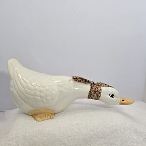 Vintage Ceramic Duck Figurine 13 Inch Cottagecore Grannycore Farmhouse Goose